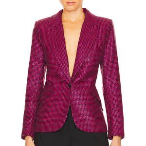 NWT Revolve L'AGENCE Chamberlain Black + Pink Houndstooth Blazer
